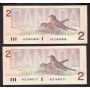 8x 1986 Canada $2 Thiessen Crow AUR AUS AUU AUY AUZ  8-banknotes UNC+