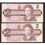 8x 1986 Canada $2 Thiessen Crow AUR AUS AUU AUY AUZ  8-banknotes UNC+