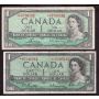 10x 1954 Canada $1 replacement banknotes *AA *CF *BM *CF 10-notes F to EF