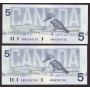 10x 1986 Canada $5 consecutive notes Knight Dodge ANR8289151-60 CH UNC