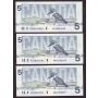 10x 1986 Canada $5 consecutive notes Knight Theissen ANI 8292690-99 CH UNC