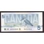 1986 Canada $5 banknote Crow Bouey Blue BPN ENX 3295864 Choice AU