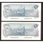 2X 1979 Canada $5 consecutive notes Crow BC-53b 30580505531-32 Choice UNC