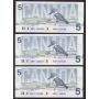 10x 1986 Canada $5 consecutive notes Knight Theissen ANP1125550-9 CH UNC