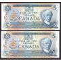 7x 1979 Canada $5 notes Salmon Seiner Crow Bouey 7-notes all Uncirculated