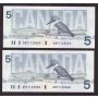 10x 1986 Canada $5 consecutive notes Knight Theissen ANP1125560-69 CH UNC