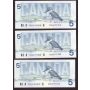 10x 1986 Canada $5 consecutive notes Theissen Crow GNS6197540-9 Choice UNC