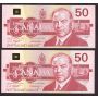 4X 1988 Canada $50 Snowy Owl consecutive notes FHZ1195592-95 GEM UNC