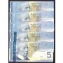 5X Canada $5 notes Toboggan Hockey Snowflakes Skating 2001-08 Choice UNC 