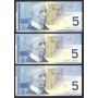 5X Canada $5 notes Toboggan Hockey Snowflakes Skating 2001-08 Choice UNC 