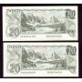 2x 1979 Canada $20 notes Lawson consecutive 50350346701-02 GEM UNC EPQ