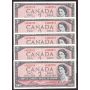 5x 1954 Canada $2 consecutive notes Bouey Rasminsky L/G4422970-74 CH UNC