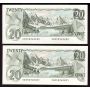 2x 1979 Canada $20 notes Lawson consecutive 50350340201-02 GEM UNC EPQ