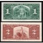 2x 1937 Canada banknotes $1 E/N7197875 & $2 E/R9229831 Coyne Towers VF+