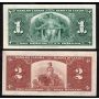 2x 1937 Canada banknotes $1 S/N2385537 & $2 D/R3927251 Coyne Towers VF+