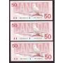 5X 1988 Canada $50 Snowy Owl consecutive notes FME1596916-20 Choice UNC+