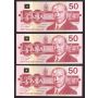 5X 1988 Canada $50 Snowy Owl consecutive notes FME1596916-20 Choice UNC+