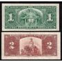 2x 1937 Canada banknotes $1 D/M6563574 & $2 R/B8651827 Gordon Towers VF