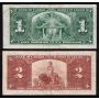 2x 1937 Canada banknotes $1 R/M1328502 & $2 E/R4882460 Coyne Towers VF