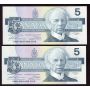 4x 1986 Canada $5 notes Theissen Crow consec EPY9793824-27 GEM UNC EPQ