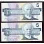 4x 1986 Canada $5 notes Theissen Crow consec EPY9793824-27 GEM UNC EPQ