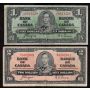 1937 Canada $1 $2 $5 $10 banknote set all Coyne Towers FINE