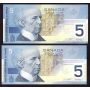 8x 2001 Canada $5 notes Knight Dodge ANW and 7x ANV CH UNC to Gem UNC