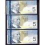 6x 2006 Canada $5 consec notes Jenkins Dodge AOZ8066110-115 GEM UNC EPQ