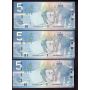 6x 2006 Canada $5 consec notes Jenkins Dodge AOZ8066110-115 GEM UNC EPQ