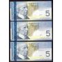 6x 2006 Canada $5 consec notes Jenkins Dodge AOZ8066110-115 GEM UNC EPQ