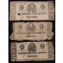 11 X 1862 1863 $1 Confederate States of America Notes circulated and damaged