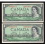 2 X 1954 Canada $1 consecutive replacement notes *B/M0721671-72 Choice UNC