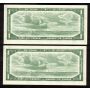 2 X 1954 Canada $1 consecutive replacement notes *B/M0721671-72 Choice UNC