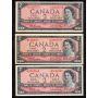 3 X 1954 Canada $2 replacement notes Beattie Rasminsky *B/B Choice AU/UNC