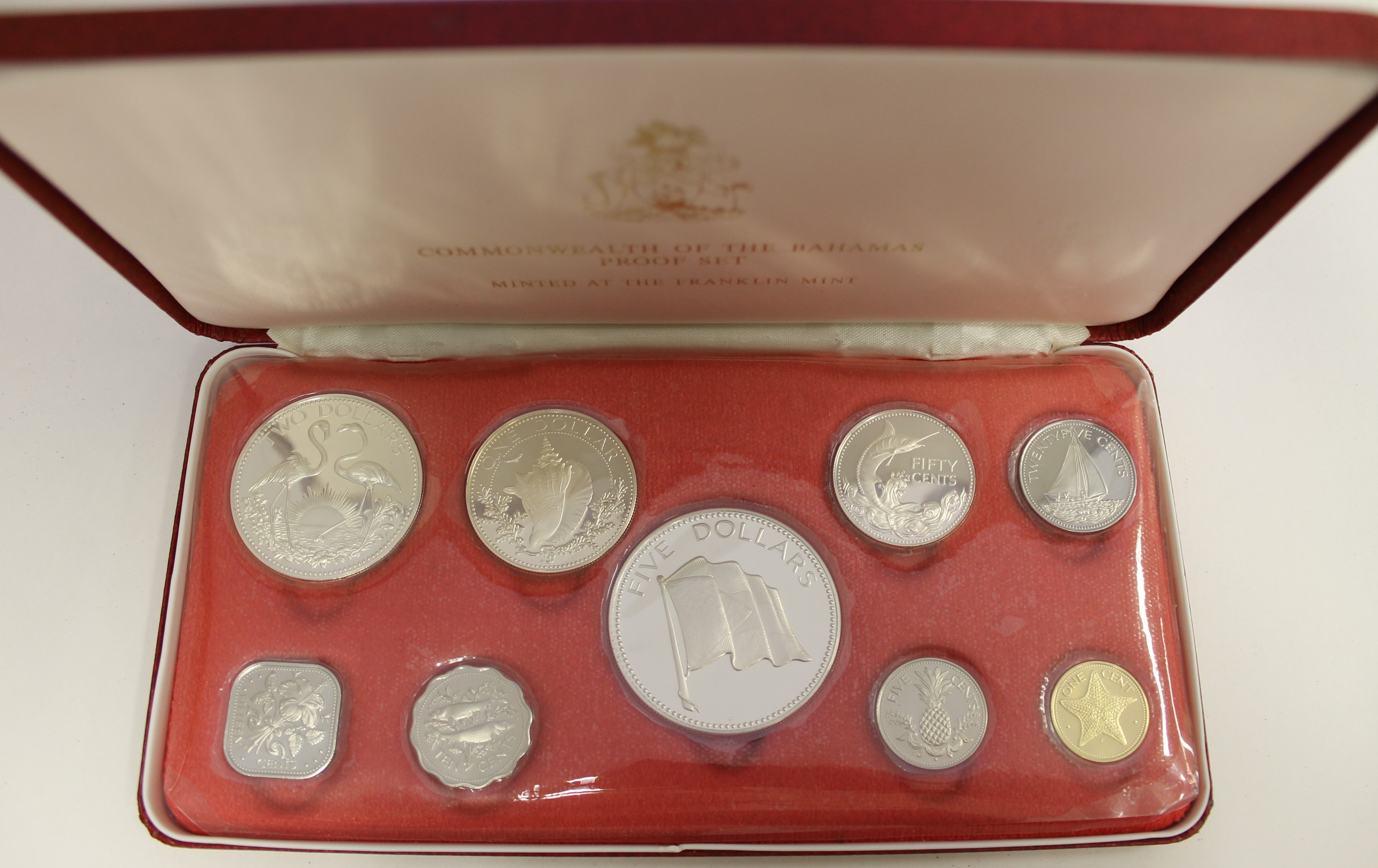 1974 Bahamas Silver 9-Coin Franklin Mint Proof Set - Professional