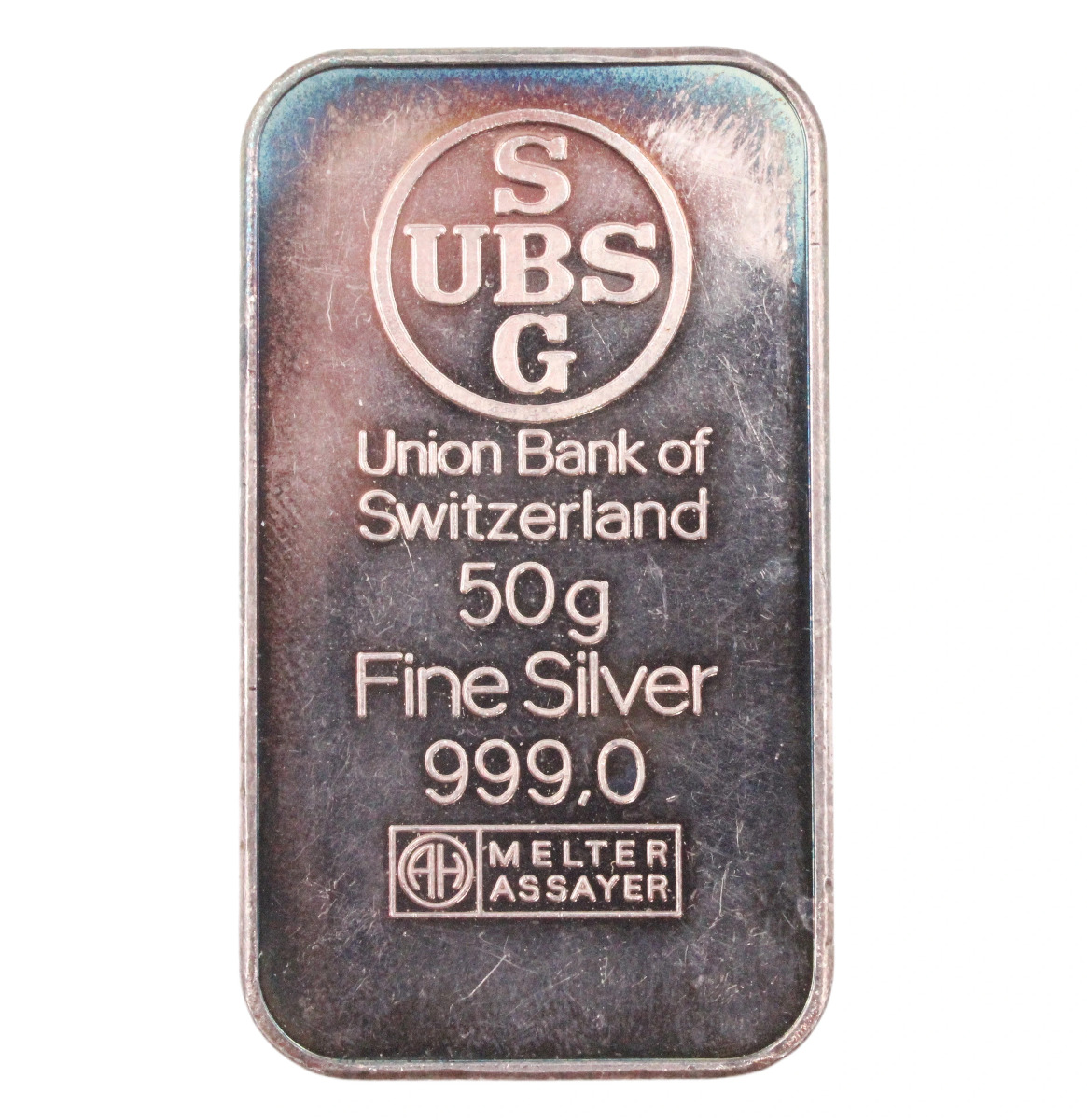 Vintage UBS Union Bank Of Switzerland 50g .999 Silver Bar - 125th